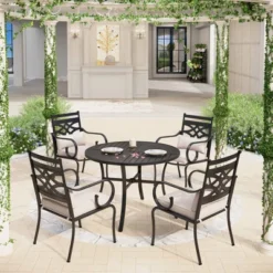 42" Outdoor Stainless Steel Round Dining Table - Captiva Designs -Furniture GUEST 64488c21 4ec9 4021 817d 9ce36c018f23