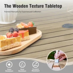 Captiva Designs 5pc Patio Dining Steel Set With Wood-like Square Table & Stackable Chairs With Bull's Eye Pattern -Furniture GUEST 64ca076a 4b9f 4cd5 a5a5 17cbe7ffb972 1