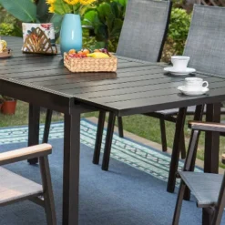 9pc Patio Set With Steel Expandable Table & Stackable Sling Chairs - Captiva Designs -Furniture GUEST 6588208f 89b6 47cc a1b2 2c5d17ac59e1