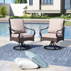 Captiva Designs 5pc Outdoor Patio Metal Dining Table & Rattan Chairs With Removable Cushions -Furniture GUEST 65984e16 48ba 4fa0 bc0a dc3b0d5cba24