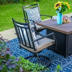 5pc Outdoor Set With Swivel Chairs & 34" Propane Fire Pit Table - Captiva Designs -Furniture GUEST 65f91f9a 8342 4758 8f9c b4eb0140b66d