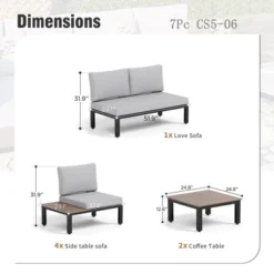 Captiva Designs Outdoor Off-white Conversation Set With Sectional Sofa & Coffee Table & Removable Cushion -Furniture GUEST 664dc5cb d775 441d ae82 6e00d1aadd0b