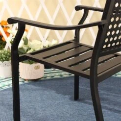 7pc Outdoor Dining Set With Faux Wood Table With Umbrella Hole - Captiva Designs -Furniture GUEST 66f4d42d 5a65 4d36 8709 3806b0c210aa 1