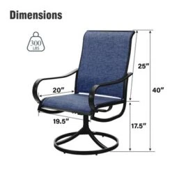 Captiva Designs Outdoor Dining Breathable Quick-dry Sling Steel Chairs With 360 Degree Swivel -Furniture GUEST 68345d42 d3fa 45e5 8337 303cbac2b150
