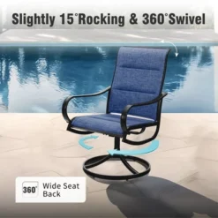 Captiva Designs 8pc Patio Dining Set With Rectangular Steel Table & Padded Sling Swivel Chairs & Market Umbrella -Furniture GUEST 6849a259 ebe5 4be1 8b07 ca8d9ac4fdb0