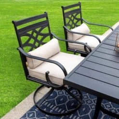5pc Outdoor Dining Set: Swivel Chairs, Round Table, Umbrella Hole - Captiva Designs -Furniture GUEST 68b2c84a 1563 48ee a62e 39b64f039a08