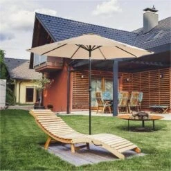 9' X 9' Outdoor Patio Market Umbrella With Push Button Tilt Crank - Captiva Designs -Furniture GUEST 6909db73 1908 4183 9c50 3dbdb1f8e591