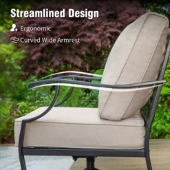 Captiva Designs 4PCS Patio Outdoor Conversation Fire Pit Set With Swivel Armchairs For Garden, Poolside, Backyard -Furniture GUEST 6911f679 b35a 4958 9ad6 61f7bebae636