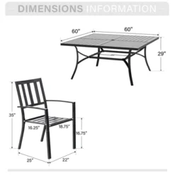 Captiva Designs 9pc Slat-top Square Metal Table With Umbrella Hole & Metal Stackable Chairs With Perforated Back -Furniture GUEST 69f83e53 a4b2 42fc 89ef 940ea2be6522