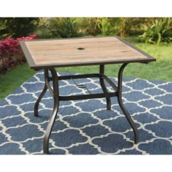 37"x37" Square Patio Dining Table With Umbrella Hole - Captiva Designs