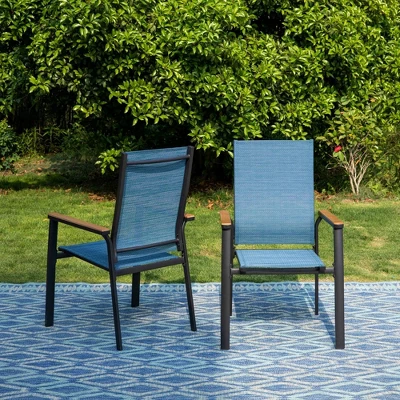 Captiva Designs 9pc Outdoor Dining Set With Rectangle Table And Blue Aluminium Textilene Chairs 4 Captiva Designs 9pc Outdoor Dining Set With Rectangle Table And Blue Aluminium Textilene Chairs - Image 2
