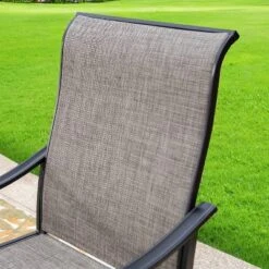 Captiva Designs 9pc Outdoor Slat-top Square Metal Dining Table And Grayish Brown Sling Swivel Chairs -Furniture GUEST 6bf845d9 866f 457c 98b6 34f17a9ad495