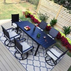 Outdoor Expandable Rectangle Steel Dining Table - Captiva Designs -Furniture GUEST 6c66064c 676f 452b 952c 4ae32a8933fc 1