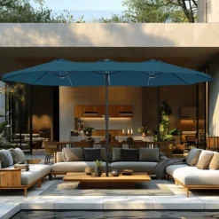 Captiva Designs 9'x15' Rectangular Outdoor Market Umbrella With Crank Handle -Furniture GUEST 6dca4b1c f8f8 4763 9b83 8b07db6871e6