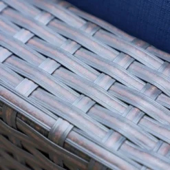 8pc Outdoor Steel & Wicker Conversation Set With Square Coffee Table & Cushions Blue - Captiva Designs -Furniture GUEST 6e283ea7 4067 4fcf 901d 0c90c3fdda98