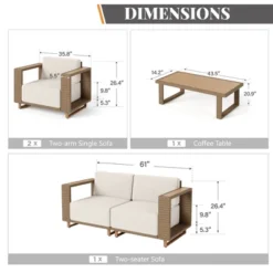 Captiva Designs Outdoor Patio Furniture Sectional Wicker Sofa Conversation Set With 9.8 Inch Thick Cushions -Furniture GUEST 6ee87740 7409 44c6 82e7 64f5e52eb3c1
