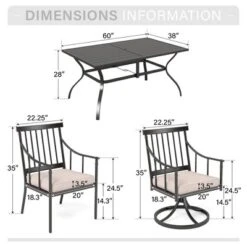 Captiva Designs 7pc Patio Dining Set With Rectangle Steel Table & Stylish Arm Chairs With Cushions -Furniture GUEST 6f4a466e 8c35 4c81 806f 0e02ae7ebc14