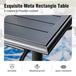 Captiva Designs 7pc Patio Dining Set With Rectangle Steel Table & Rattan Metal Arm Chairs -Furniture GUEST 6fa165f7 14a9 4ae2 9af9 1c51f7d8af9f