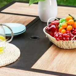 Captiva Designs Outdoor Rectangle Steel Dining Table With 1.57" Umbrella Hole -Furniture GUEST 6fb8ff9f b3b0 46d6 9146 bbc4e1353dab 1