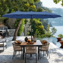 Captiva Designs 9'x15' Rectangular Outdoor Market Umbrella With Crank Handle -Furniture GUEST 6fd4d500 58a7 4fe9 a64a 0844d7122959