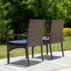 Captiva Designs Outdoor Patio All-weather Wicker Dining Chairs With Thick Cushion -Furniture GUEST 70dded21 c428 4a18 a366 9713d7ba8090