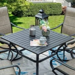 Patio Set With Steel Table With 1.57" Umbrella Hole & 360 Swivel Sling Arm Chairs - Captiva Designs -Furniture GUEST 712bdbba 630d 4d72 ad16 464ecb4af066