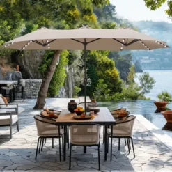 Captiva Designs 13ft Large Double-Sided Patio Umbrella, Outdoor Market Rectangle Umbrella (No Base) -Furniture GUEST 719122eb 1df3 4c4c 93dd 4f726b0fe0e5