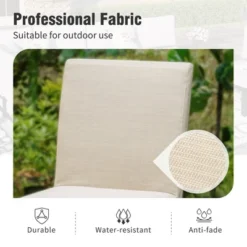 Captiva Designs 5pc Patio Dining Round Wood-look Table With Umbrella Hole & Assorted Cushioned/Textilene Chairs -Furniture GUEST 71b46539 b49b 44d8 ad07 edd4df0f811f