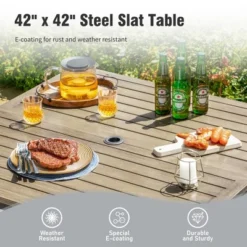 Captiva Designs 5pc Outdoor Patio Steel Dining Table & Stylish Cushioned Metal Chairs -Furniture GUEST 7238a141 bedb 4d83 9bc2 6c420316b8af 2
