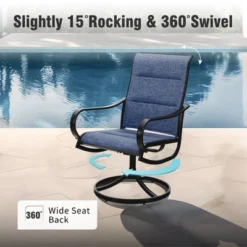 Captiva Designs 9pc Patio Dining Set With Slat-top Adjustable Steel Rectangle Table & Padded Textilene Swivel Chairs -Furniture GUEST 729591e4 59d8 4326 8ca0 57e7e885bcf1 2