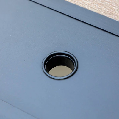 7pc Outdoor Dining Set With Swivel Chairs & Faux Wood/Metal Table With Umbrella Hole - Captiva Designs 8 7pc Outdoor Dining Set With Swivel Chairs & Faux Wood/Metal Table With Umbrella Hole - Captiva Designs - Image 6