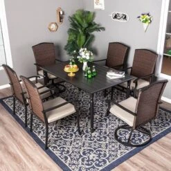 Outdoor Steel Rectangle Dining Table With 1.77" Umbrella Hole - Captiva Designs 22 Outdoor Steel Rectangle Dining Table With 1.77" Umbrella Hole - Captiva Designs -Furniture GUEST 740734bf d6c5 4865 af45 b85af56662bd