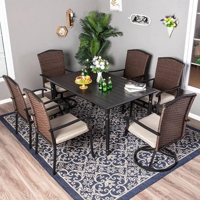 Outdoor Steel Rectangle Dining Table With 1.77" Umbrella Hole - Captiva Designs 12 Outdoor Steel Rectangle Dining Table With 1.77" Umbrella Hole - Captiva Designs - Image 10