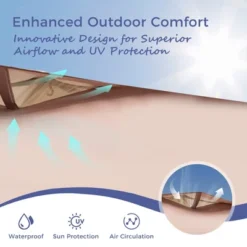 Captiva Designs 10x10 Ft Pop-Up Canopy Tent With UV Protection, Mesh Sidewalls, And Easy Setup Roller Bag, Beige -Furniture GUEST 740bf55c 5430 4cad afcf b05bd5e103c6