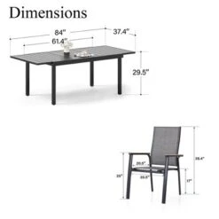 Captiva Designs 7pc Patio Slat-top Adjustable Rectangular Table & Gray Textilene Aluminum Chairs 29 Captiva Designs 7pc Patio Slat-top Adjustable Rectangular Table & Gray Textilene Aluminum Chairs -Furniture GUEST 756c3394 f633 45cb b84f dca4d3c94641