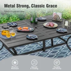 Captiva Designs 7pc Patio Dining Set With Slat-top Rectangle Table & Sling Foldable Chair -Furniture GUEST 7599c0fb 9be1 4f79 a74a df93e571a80c 2