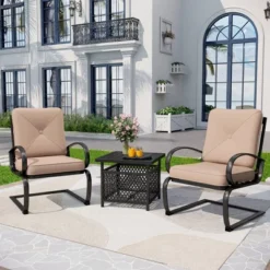 Captiva Designs 3pc Patio Bistro Set With Square Umbrella Table -Furniture GUEST 75d83633 a9b7 4ef4 acdd 8761a03067ed