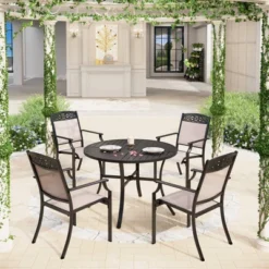42" Outdoor Stainless Steel Round Dining Table - Captiva Designs -Furniture GUEST 760bf794 c829 4229 9e3a fbf27ee62aee