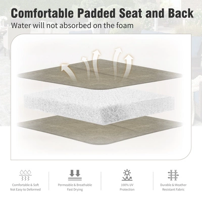 Captiva Designs 7pc Outdoor Dining Metal Rectangle Table With Umbrella Hole & Padded Sling Chairs 11 Captiva Designs 7pc Outdoor Dining Metal Rectangle Table With Umbrella Hole & Padded Sling Chairs - Image 9