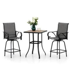 2pk Outdoor Swivel Bar Stools With Metal Frame & Sling Fabric - Captiva Designs -Furniture GUEST 769d70bc a47e 4c40 81dd 5a99bff9c133