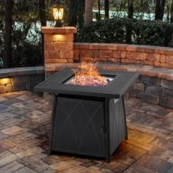 5pc Patio Set With Wicker Chairs & 28" Propane Gas Fire Pit Table - Captiva Designs -Furniture GUEST 771198e6 8ffd 4c89 baca 9a1cf0f18e52