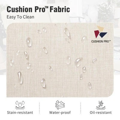 Captiva Designs 6pc Patio Slat-top Steel Table & Swivel Chairs With Thick Cushions & Beige 10ft Umbrella 9 Captiva Designs 6pc Patio Slat-top Steel Table & Swivel Chairs With Thick Cushions & Beige 10ft Umbrella - Image 7