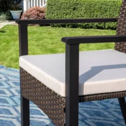 5pc Outdoor Dining Set: Wicker Chairs With Cushions & Round Metal Table - Captiva Designs -Furniture GUEST 779eb142 d679 4086 ae29 ba8e7c1084e5 1