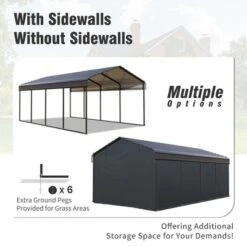 Captiva Designs 12’ X 20’ Heavy Duty Metal Carport - Versatile Shelter With Optional Sidewalls -Furniture GUEST 77e2c4a3 84e4 4a30 ace4 ce027ee6ec3c