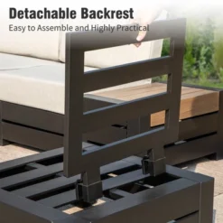 Captiva Designs Outdoor Patio Modular Sectional Sofa Conversation Set With Deep Cushions And Wood Grain Table -Furniture GUEST 783a8d6b 2f38 4383 b48a 4347c9c7bdd4