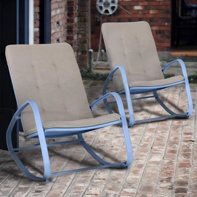 2pc Patio Modern Rocking Chair - Blue - Captiva Designs 5 2pc Patio Modern Rocking Chair - Blue - Captiva Designs - Image 3