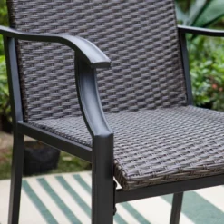 5pc Patio Dining Set With Rattan Arm Chairs & Square Faux Wood & Steel Tabletop - Captiva Designs -Furniture GUEST 78c52d52 1ad7 4cf7 acac 38e0445db273 1