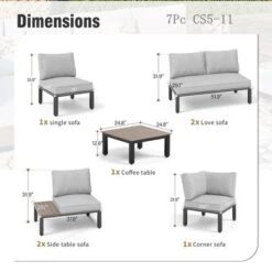 Captiva Designs Outdoor Off-white Conversation Set With Sectional Sofa & Coffee Table & Removable Cushion -Furniture GUEST 78e40dc3 bef2 4c29 8c48 05cadfcc983c