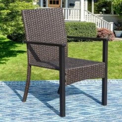5pc Outdoor Dining Set: Wicker Chairs With Cushions & Round Metal Table - Captiva Designs -Furniture GUEST 7944a25c 169e 407e b5e1 97753d5b8b6c 1