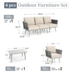 Captiva Designs Outdoor Patio Rope Rattan Furniture Conversation Sets With Coffee Table -Furniture GUEST 799da65c 983e 4e87 bdd3 d1e7968619eb